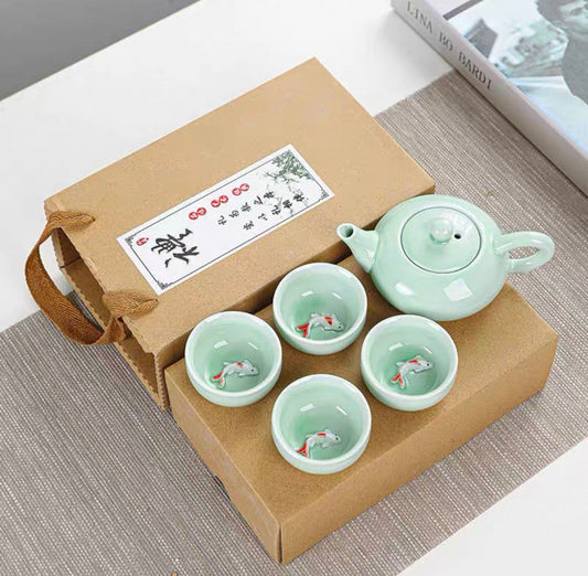 Koi Teaset （ 1 teapot + 4 cups） 一壶四杯 【锦鲤茶具】